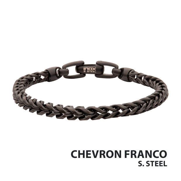 5mm Black IP Steel Sandblast Franco Chain Bracelet