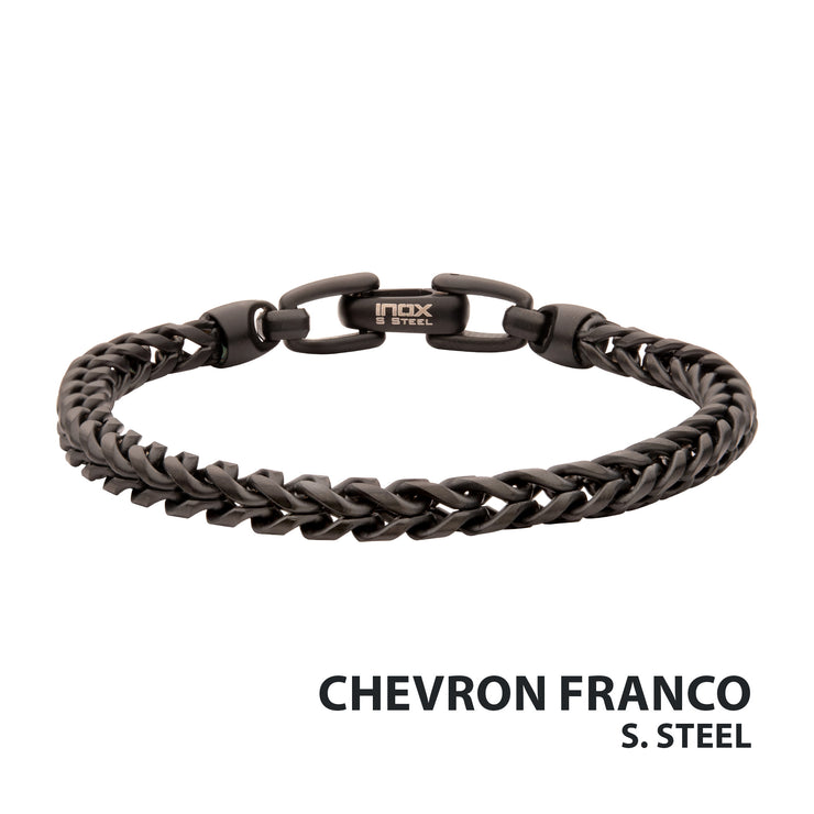 5mm Black IP Steel Sandblast Franco Chain Bracelet