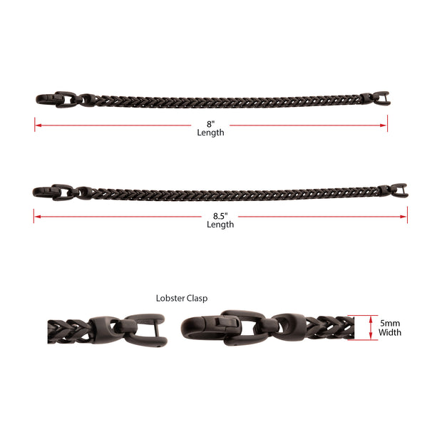 5mm Black IP Steel Sandblast Franco Chain Bracelet