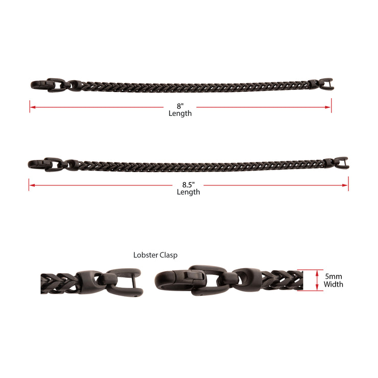 5mm Black IP Steel Sandblast Franco Chain Bracelet