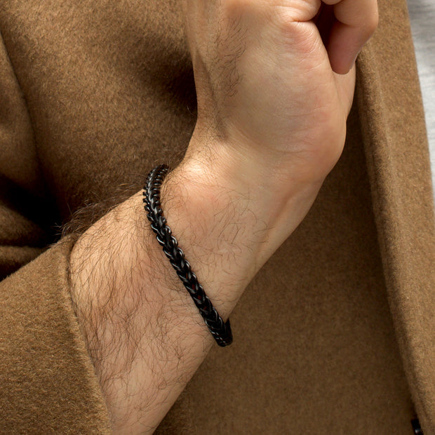 5mm Black IP Steel Sandblast Franco Chain Bracelet