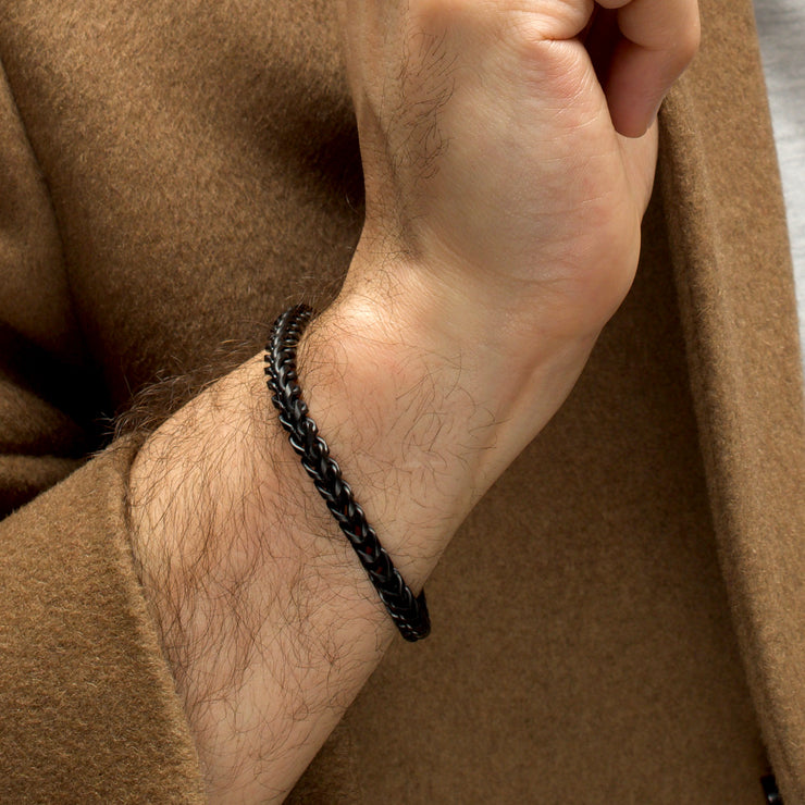 5mm Black IP Steel Sandblast Franco Chain Bracelet