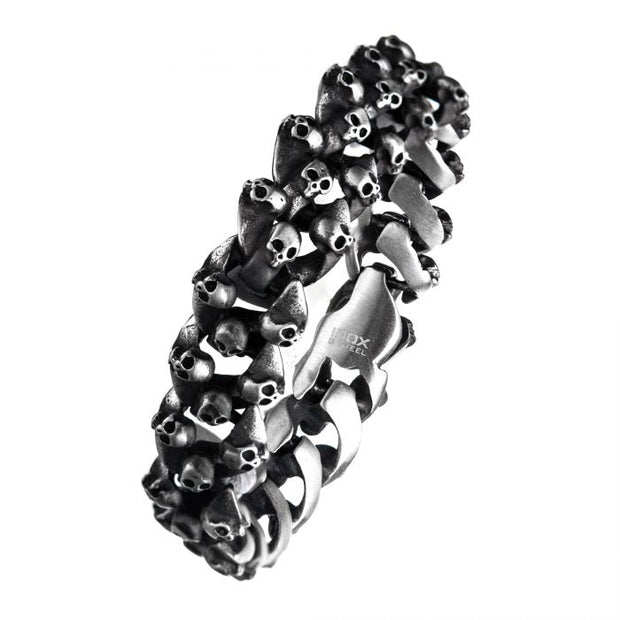 Skull Brushed Oxidized Bracelet