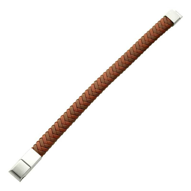 Tan Braided Genuine Leather Bracelet