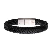 Black Braided Genuine Leather Bracelet