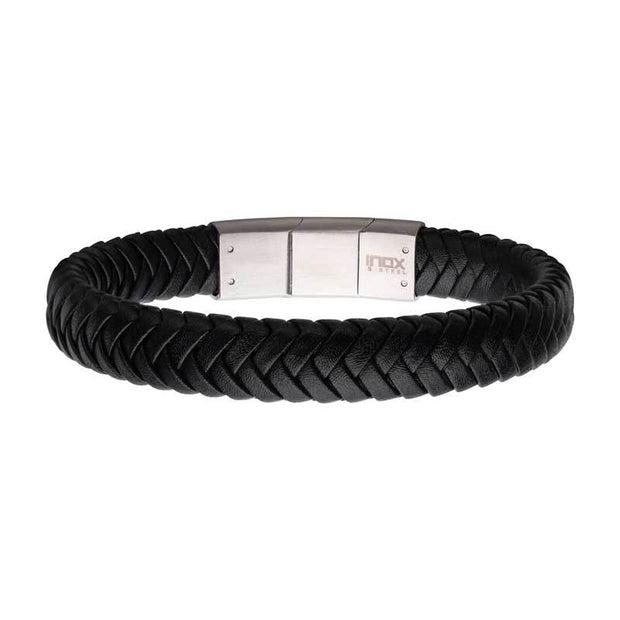 Black Braided Genuine Leather Bracelet