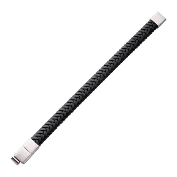 Black Braided Genuine Leather Bracelet