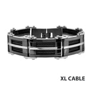 Black IP Bracelet with Multiple Black Cables Inlayed