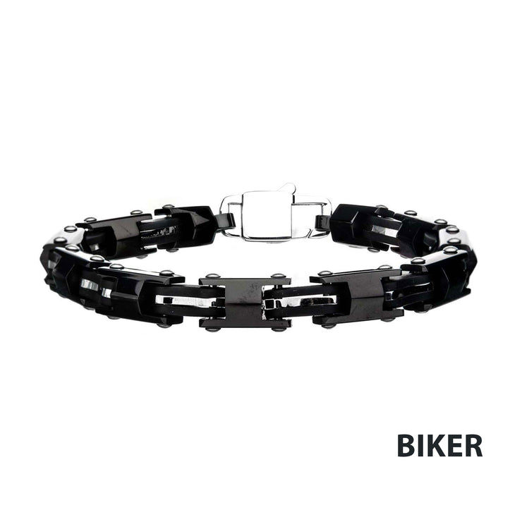 Black IP Motor Chain Design & Lobster Clasp Bracelet