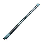 Matte Finish Blue IP Stainless Steel Box Chain with White Wax Cord Bracelet