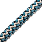 Matte Finish Blue IP Stainless Steel Box Chain with White Wax Cord Bracelet