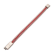 Matte Finish Stainless Steel Box Chain with Red Wax Cord Bracelet