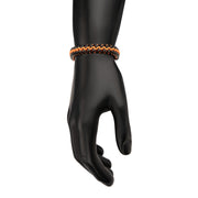 Matte Finish Black IP Stainless Steel Box Chain with Orange Wax Cord Bracelet