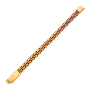 Matte Finish Gold IP Stainless Steel Foxtail Chain with Purple Wax Cord Bracelet
