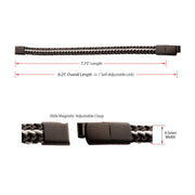 Matte Finish Black IP Stainless Steel Foxtail Chain with White Wax Cord Bracelet