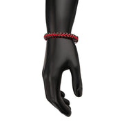 Matte Finish Black IP Stainless Steel Box Chain with Red Wax Cord Bracelet