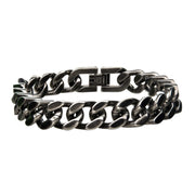 Stainless Steel with Antiqued Finish  Diamond Cut Link and Chain Bracelet