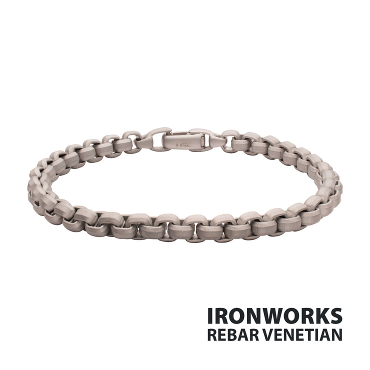 6mm Matte Finish Stainless Steel Bold Box Chain Bracelet