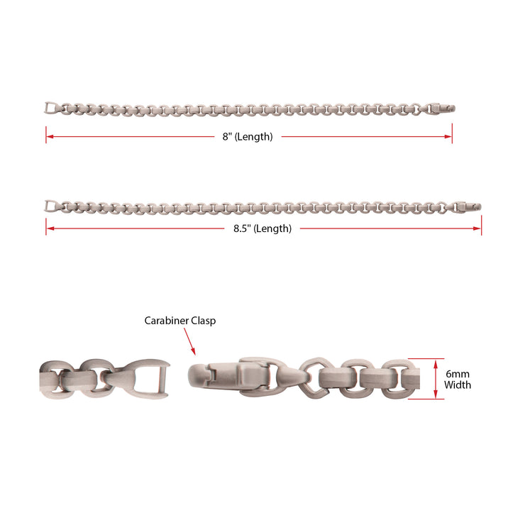 6mm Matte Finish Stainless Steel Bold Box Chain Bracelet