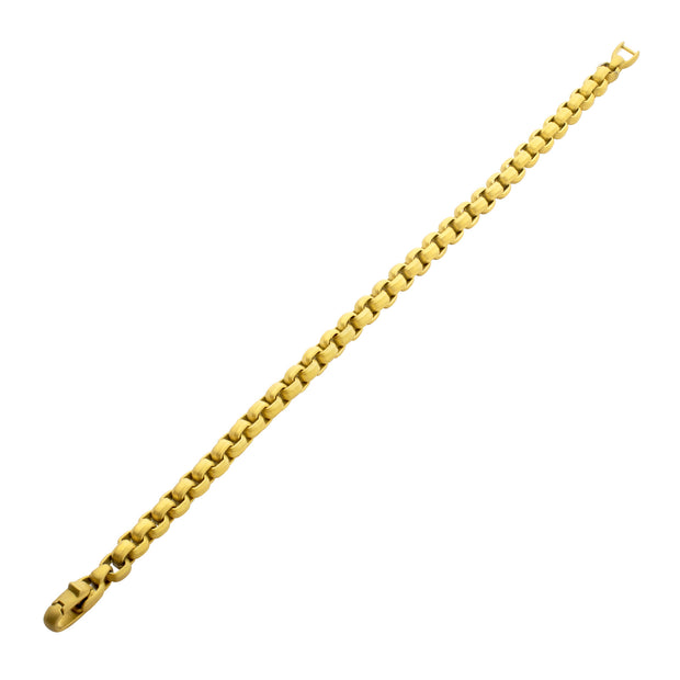 6mm Matte Finish 18Kt Gold IP Stainless Steel Bold Box Chain Bracelet