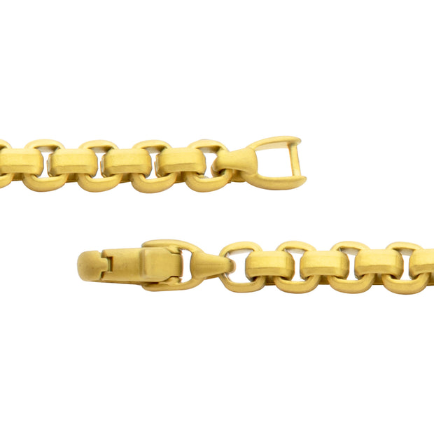 6mm Matte Finish 18Kt Gold IP Stainless Steel Bold Box Chain Bracelet