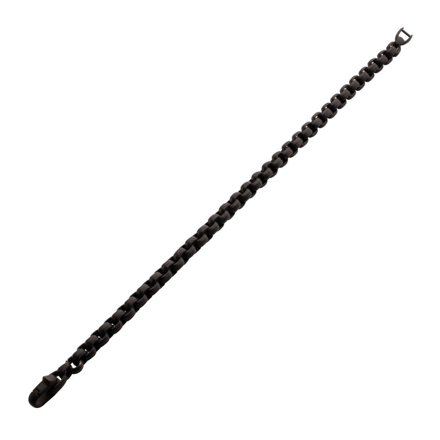 6mm Matte Finish Black IP Stainless Steel Bold Box Chain Bracelet