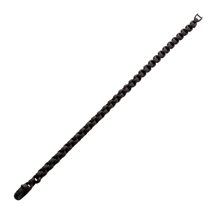 6mm Matte Finish Black IP Stainless Steel Bold Box Chain Bracelet