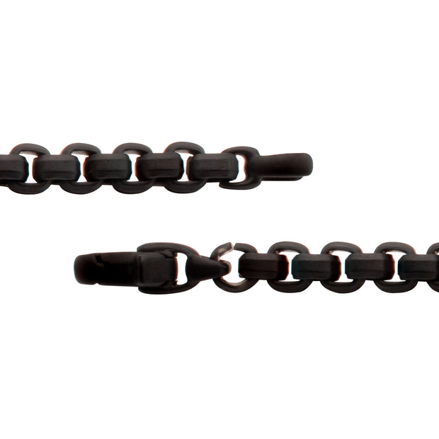 6mm Matte Finish Black IP Stainless Steel Bold Box Chain Bracelet