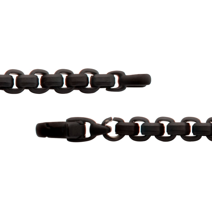 6mm Matte Finish Black IP Stainless Steel Bold Box Chain Bracelet