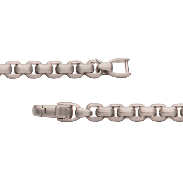 8mm Matte Finish Stainless Steel Bold Box Chain Bracelet