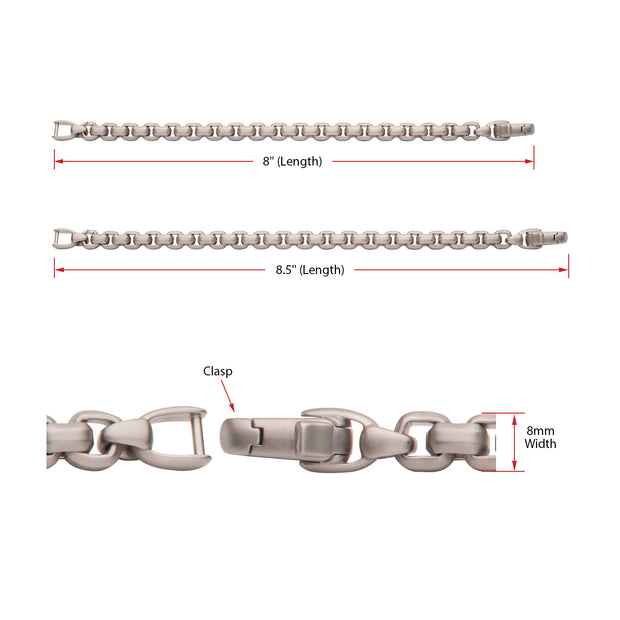 8mm Matte Finish Stainless Steel Bold Box Chain Bracelet