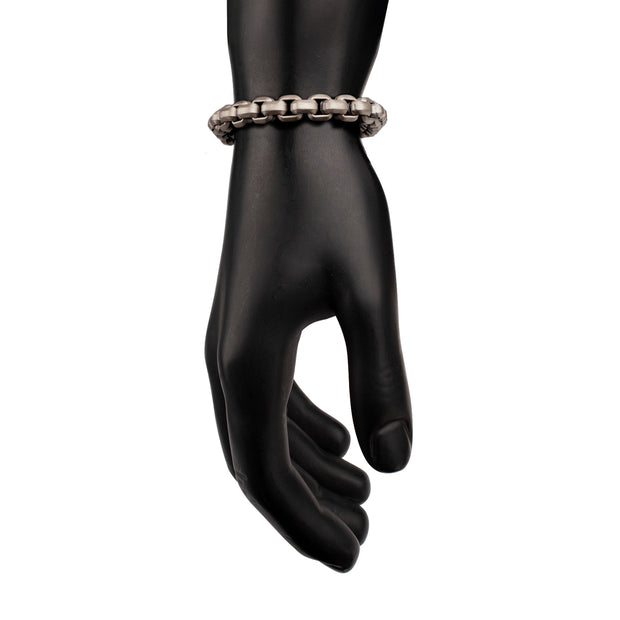 8mm Matte Finish Stainless Steel Bold Box Chain Bracelet