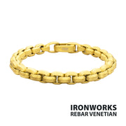 8mm Matte Finish 18Kt Gold IP Stainless Steel Bold Box Chain Bracelet
