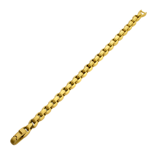 8mm Matte Finish 18Kt Gold IP Stainless Steel Bold Box Chain Bracelet