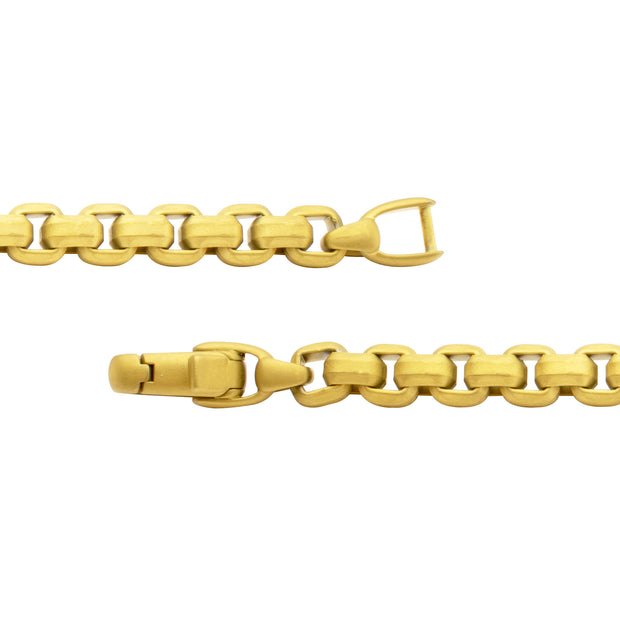 8mm Matte Finish 18Kt Gold IP Stainless Steel Bold Box Chain Bracelet