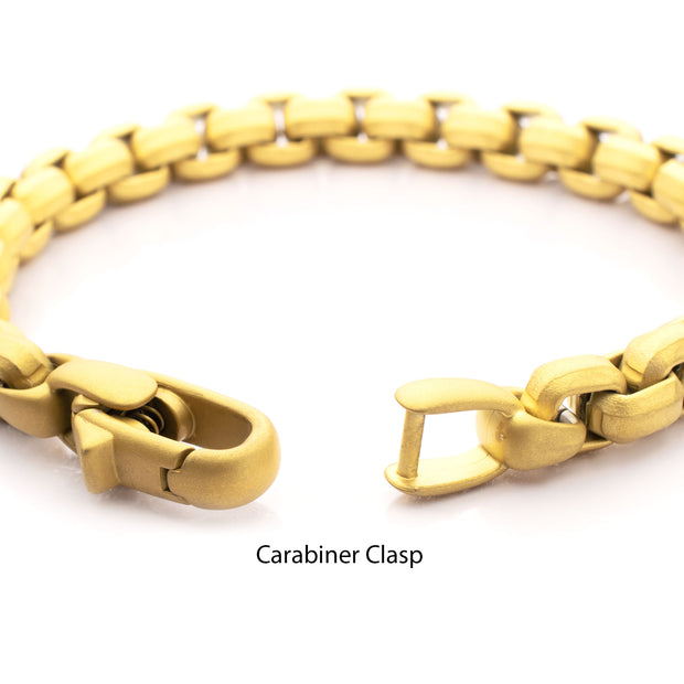 8mm Matte Finish 18Kt Gold IP Stainless Steel Bold Box Chain Bracelet