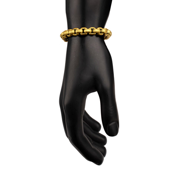 8mm Matte Finish 18Kt Gold IP Stainless Steel Bold Box Chain Bracelet