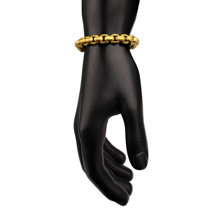 8mm Matte Finish 18Kt Gold IP Stainless Steel Bold Box Chain Bracelet