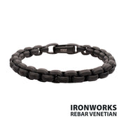 8mm Matte Finish Black IP Stainless Steel Bold Box Chain Bracelet
