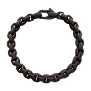 8mm Matte Finish Black IP Stainless Steel Bold Box Chain Bracelet