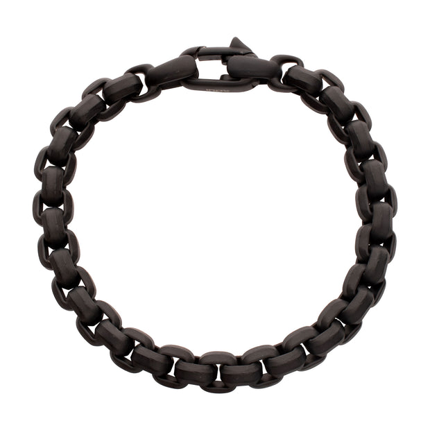 8mm Matte Finish Black IP Stainless Steel Bold Box Chain Bracelet