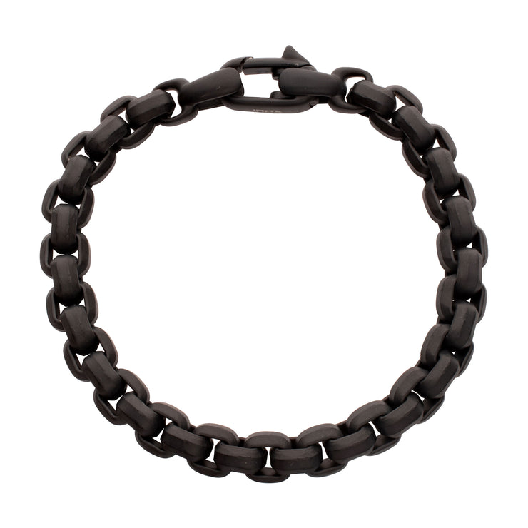 8mm Matte Finish Black IP Stainless Steel Bold Box Chain Bracelet