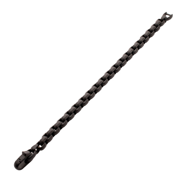 8mm Matte Finish Black IP Stainless Steel Bold Box Chain Bracelet