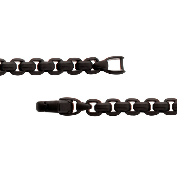 8mm Matte Finish Black IP Stainless Steel Bold Box Chain Bracelet