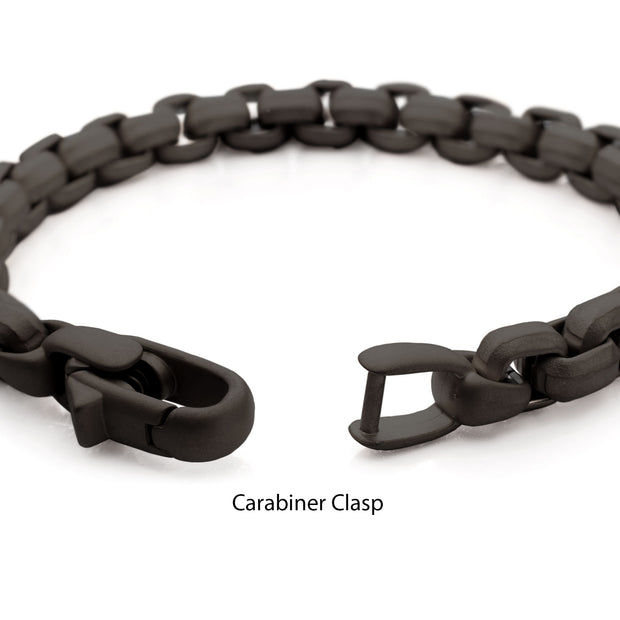 8mm Matte Finish Black IP Stainless Steel Bold Box Chain Bracelet