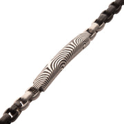Black IP Steel Box Chain Bracelet with Damascus Steel Plate