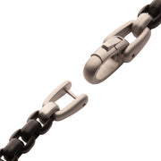 Black IP Steel Box Chain Bracelet with Damascus Steel Plate