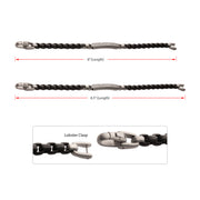 Black IP Steel Box Chain Bracelet with Damascus Steel Plate