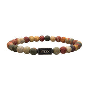Matte Picaso Gemstone Stretch Bead Bracelet with Steel Clasp