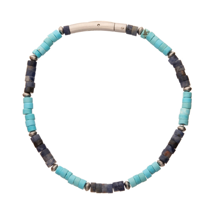 Azure Voyager (Turquoise / Sodalite) Heishi Bead Bracelet